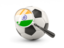 India. Football with magnified flag. Download icon.