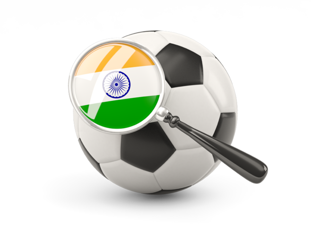 Football with magnified flag. Download flag icon of India at PNG format