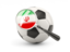 Iran. Football with magnified flag. Download icon.