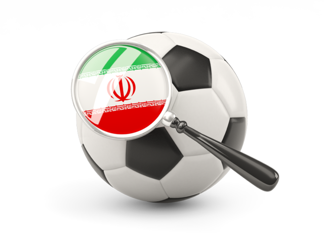 Football with magnified flag. Download flag icon of Iran at PNG format