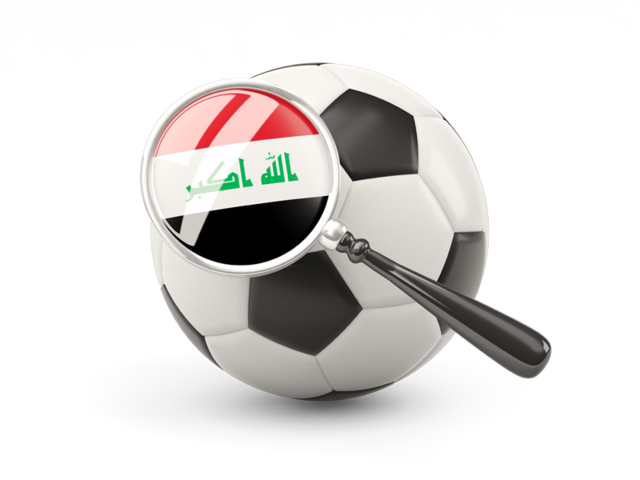 Football with magnified flag. Download flag icon of Iraq at PNG format