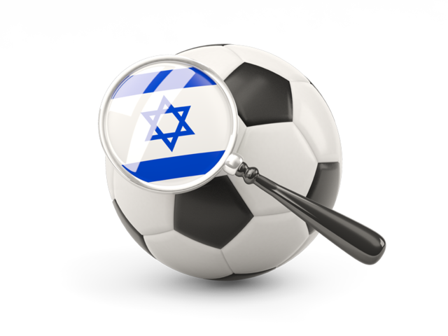 Football with magnified flag. Download flag icon of Israel at PNG format