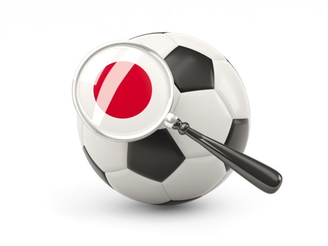 Football with magnified flag. Download flag icon of Japan at PNG format