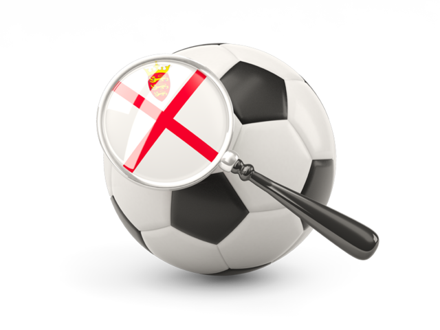 Football with magnified flag. Download flag icon of Jersey at PNG format