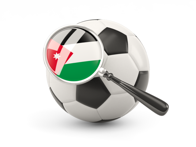 Football with magnified flag. Download flag icon of Jordan at PNG format