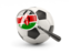 Kenya. Football with magnified flag. Download icon.