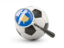 Kosovo. Football with magnified flag. Download icon.