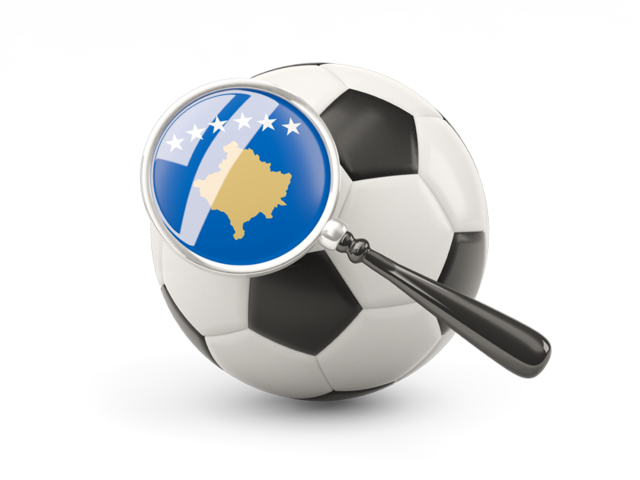 Football with magnified flag. Download flag icon of Kosovo at PNG format