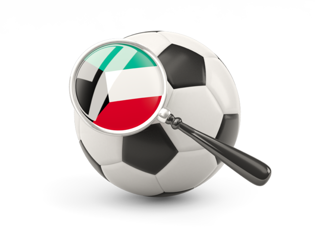 Football with magnified flag. Download flag icon of Kuwait at PNG format