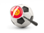 Kyrgyzstan. Football with magnified flag. Download icon.