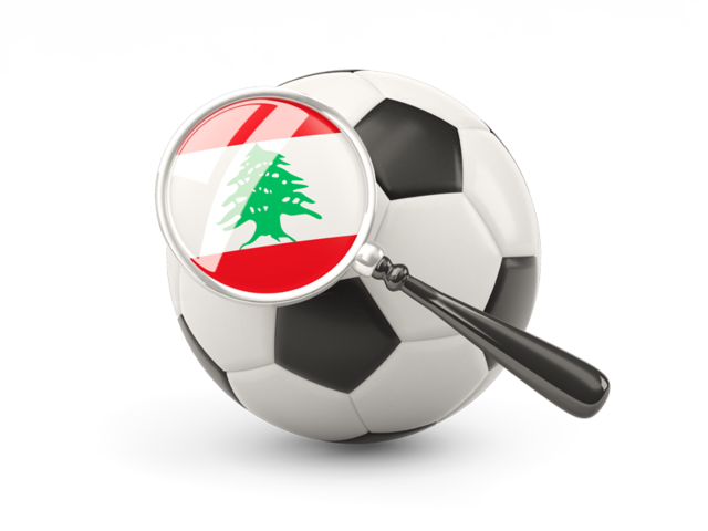 Football with magnified flag. Download flag icon of Lebanon at PNG format