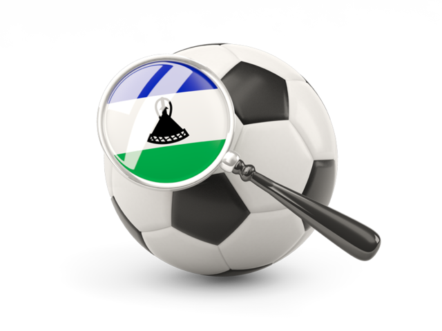 Football with magnified flag. Download flag icon of Lesotho at PNG format
