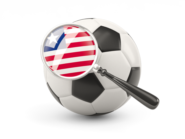 Football with magnified flag. Download flag icon of Liberia at PNG format