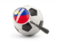 Liechtenstein. Football with magnified flag. Download icon.