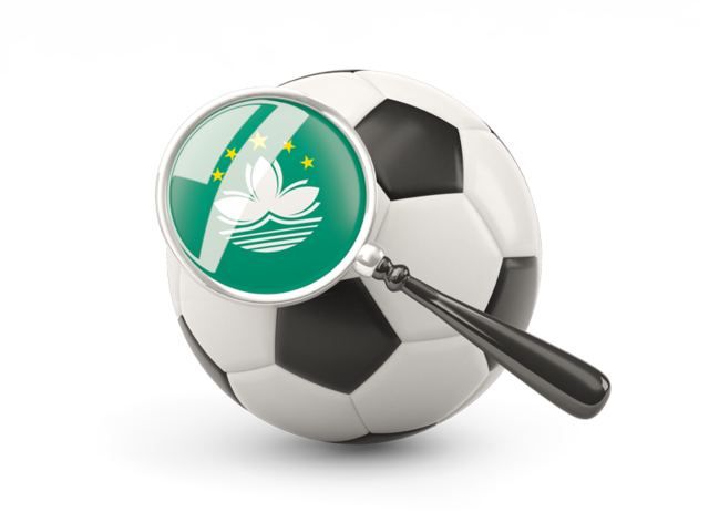 Football with magnified flag. Download flag icon of Macao at PNG format