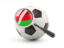 Malawi. Football with magnified flag. Download icon.