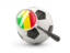 Mali. Football with magnified flag. Download icon.