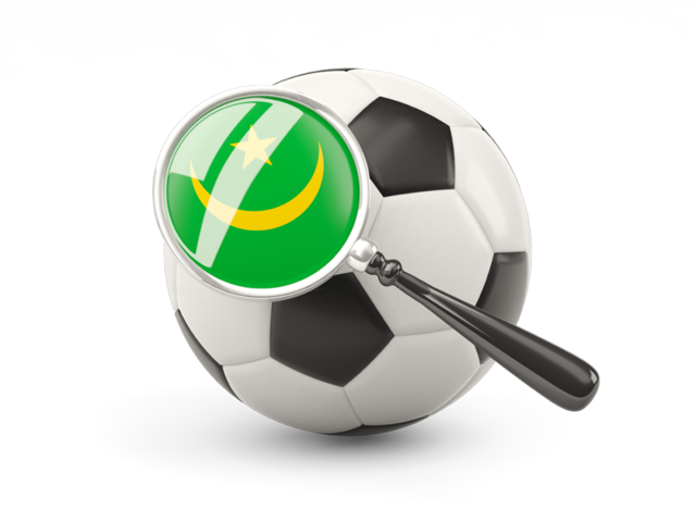 Football with magnified flag. Download flag icon of Mauritania at PNG format