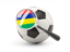 Mauritius. Football with magnified flag. Download icon.