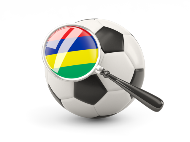 Football with magnified flag. Download flag icon of Mauritius at PNG format