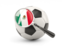 Mexico. Football with magnified flag. Download icon.