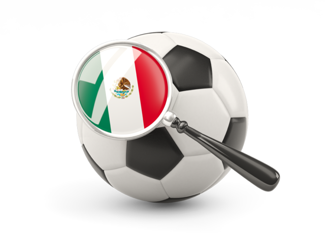Football with magnified flag. Download flag icon of Mexico at PNG format
