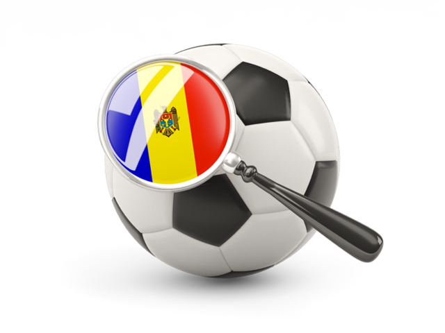 Football with magnified flag. Download flag icon of Moldova at PNG format