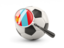 Mongolia. Football with magnified flag. Download icon.