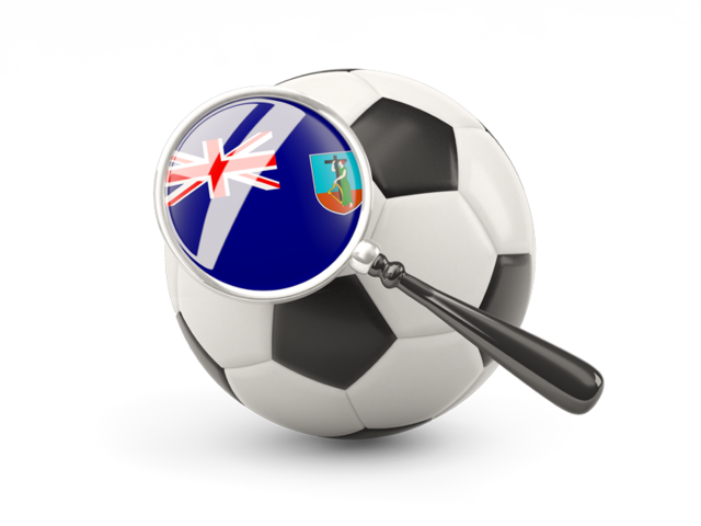 Football with magnified flag. Download flag icon of Montserrat at PNG format