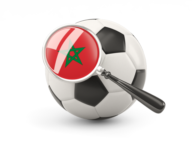 Football with magnified flag. Download flag icon of Morocco at PNG format