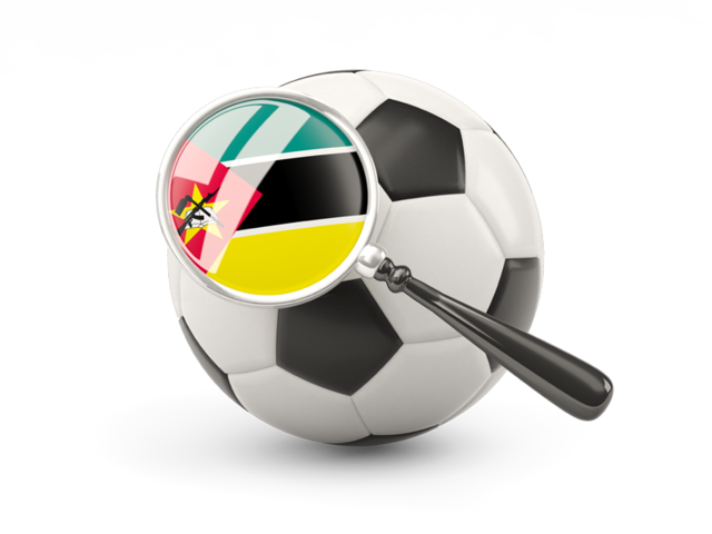 Football with magnified flag. Download flag icon of Mozambique at PNG format