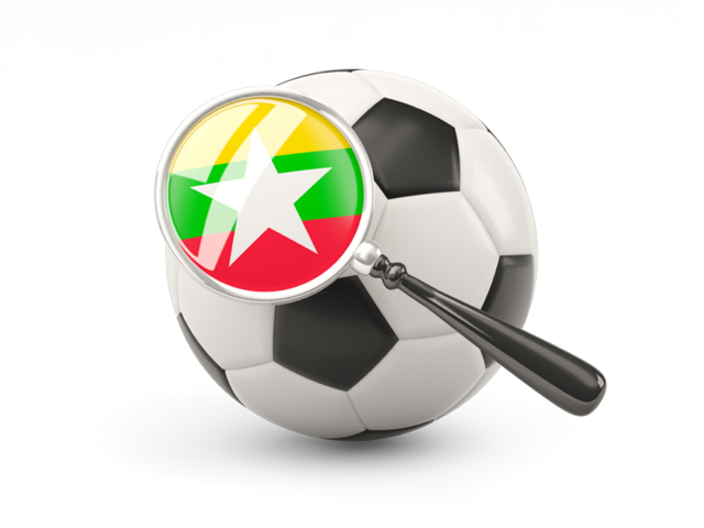 Football with magnified flag. Download flag icon of Myanmar at PNG format