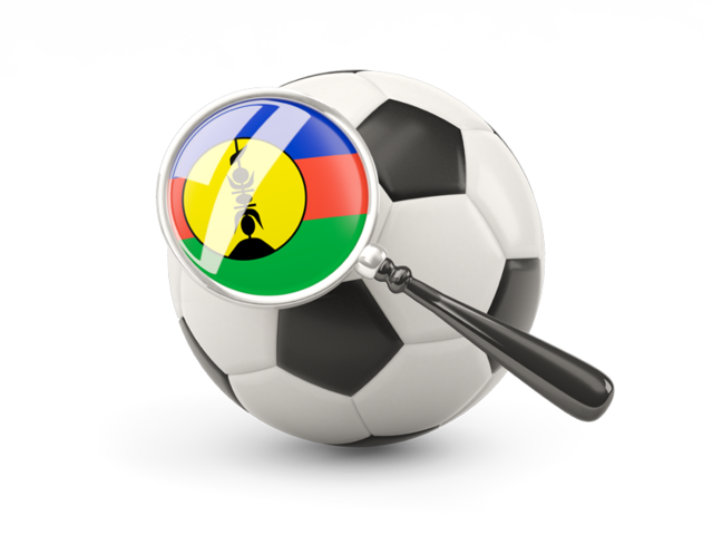 Football with magnified flag. Download flag icon of New Caledonia at PNG format