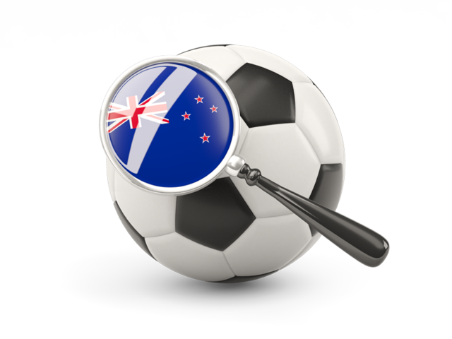 Football with magnified flag. Download flag icon of New Zealand at PNG format