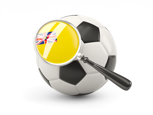 Football with magnified flag. Download flag icon of Niue at PNG format