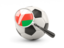 Oman. Football with magnified flag. Download icon.