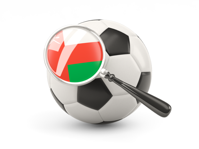 Football with magnified flag. Download flag icon of Oman at PNG format