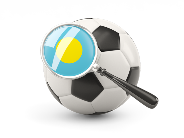 Football with magnified flag. Download flag icon of Palau at PNG format