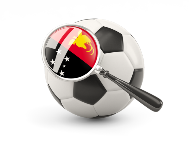Football with magnified flag. Download flag icon of Papua New Guinea at PNG format