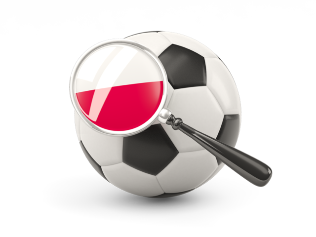 Football with magnified flag. Download flag icon of Poland at PNG format
