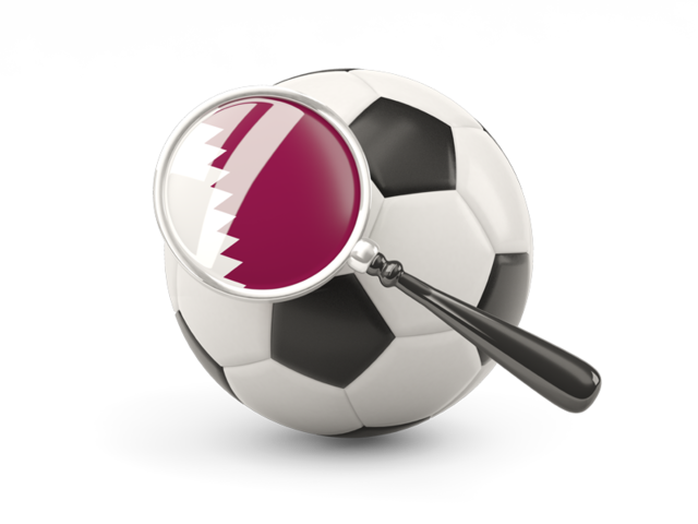 Football with magnified flag. Download flag icon of Qatar at PNG format