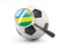 Rwanda. Football with magnified flag. Download icon.