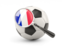 Saint Barthelemy. Football with magnified flag. Download icon.
