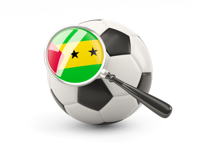 Football with magnified flag. Download flag icon of Sao Tome and Principe at PNG format