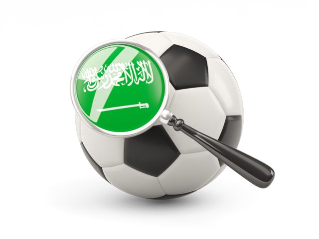 Football with magnified flag. Download flag icon of Saudi Arabia at PNG format