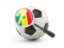 Senegal. Football with magnified flag. Download icon.