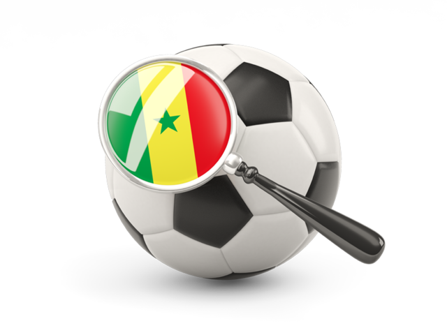 Football with magnified flag. Download flag icon of Senegal at PNG format