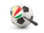 Seychelles. Football with magnified flag. Download icon.