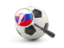 Slovakia. Football with magnified flag. Download icon.