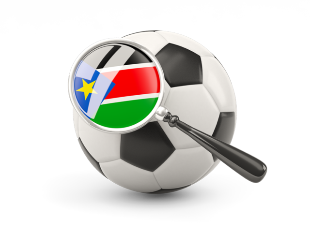 Football with magnified flag. Download flag icon of South Sudan at PNG format